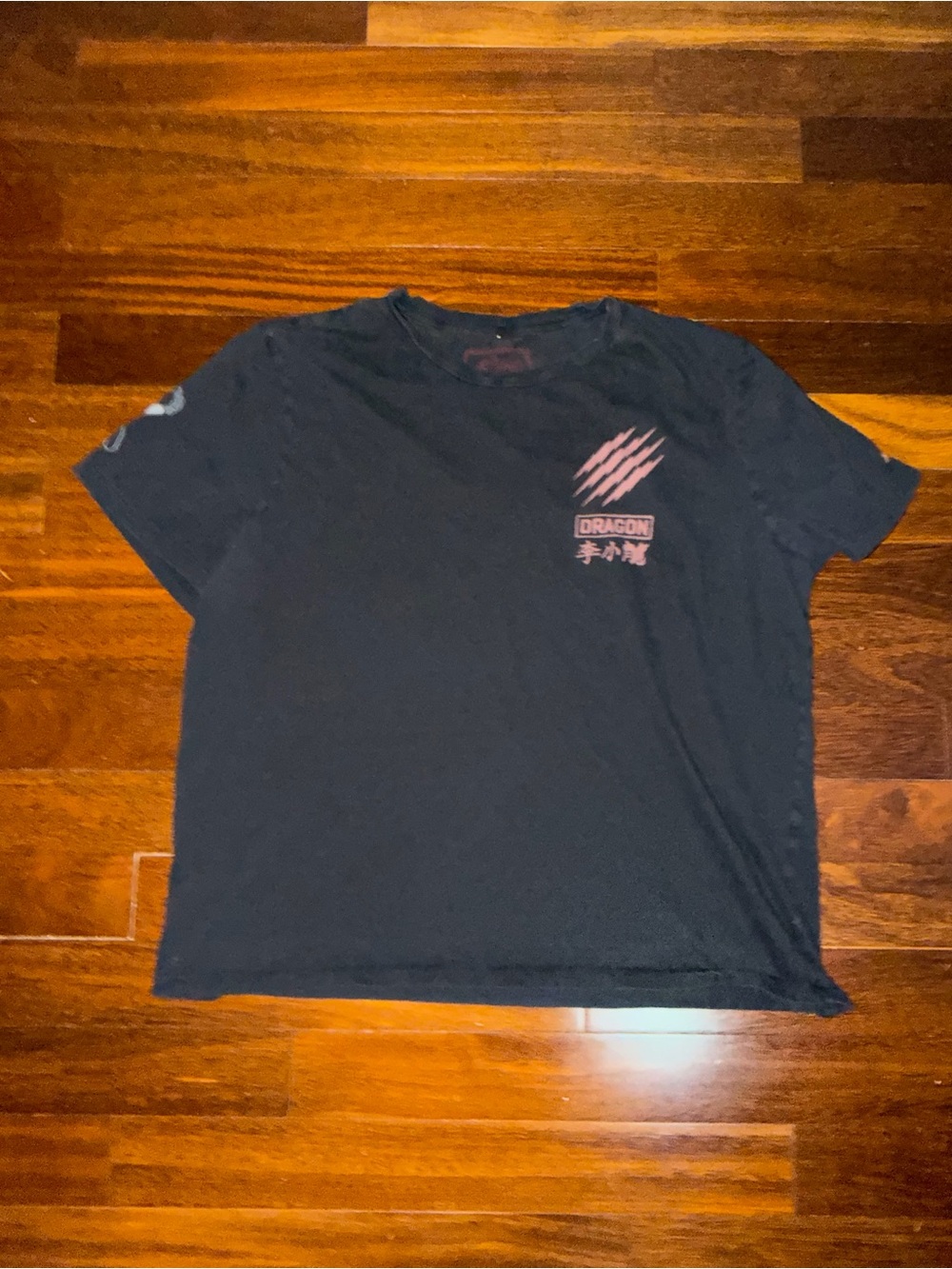 Graphic Black Men's Crew Neck Tee with Pink Accents
